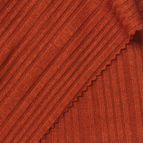 Polyester Viscose Stretch Rib Knit Fabric, 260 gsm, 140 cm — Orange