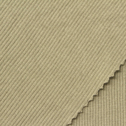 Beige Heather Rib Knit, Poly-Cotton