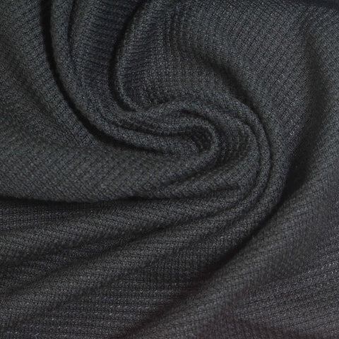 Charcoal Micro-Square Waffle Knit, Poly-Cotton