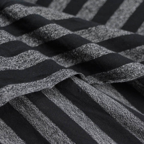 Black Vertical-Stripe Knit, Cotton-Poly, 140 gsm