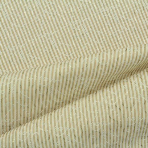 Beige Vertical-Stripe Jacquard, Poly-Cotton