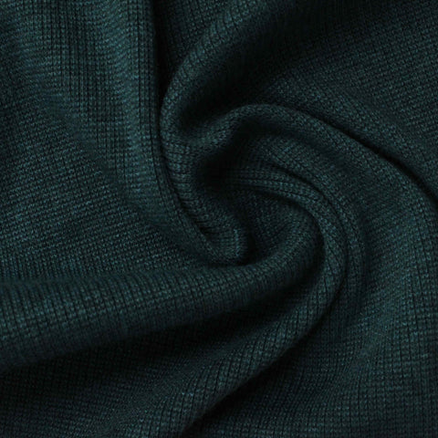 Dark Teal Marl Rib Knit, Poly-Cotton