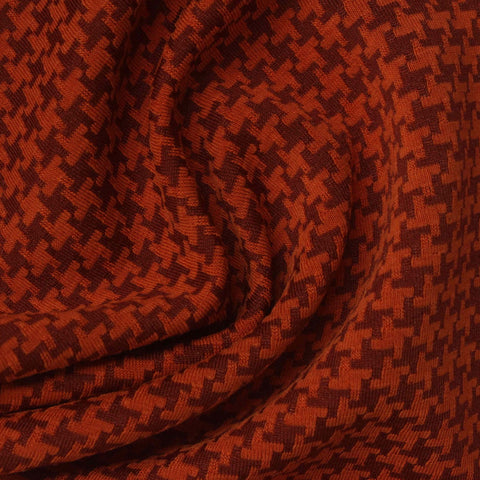 Orange Houndstooth Jacquard, Poly-Tencel Lyocell