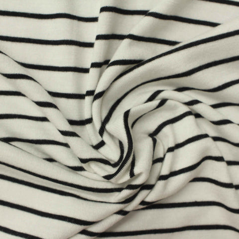 Black Diagonal-Stripe Jersey Knit, Polyester, 150 gsm