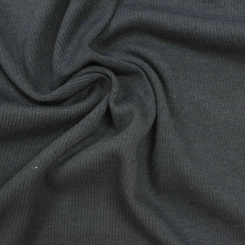 Dark Charcoal Ribbed Rib Knit, Poly-Cotton