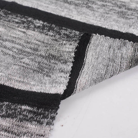 Black Stripes Chunky Knit, Poly-Viscose, 140 gsm