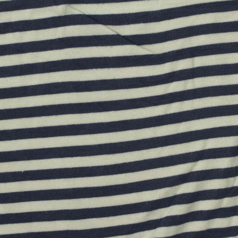 Navy Horizontal-Stripe Knit, Viscose, 218 gsm