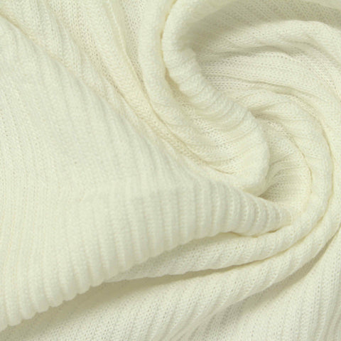 Brushed Polyester Stretch Rib Knit Fabric, 190 gsm, 152 cm — Beige