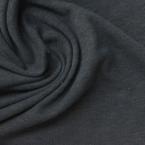 Charcoal Ribbed Rib Knit, Poly-Cotton