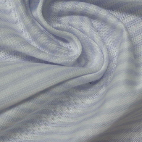 Light Blue Horizontal-Stripe Knit, Cotton-Poly