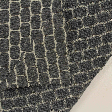 Dark Grey Geometric-Grid Chunky Knit, Poly-Cotton