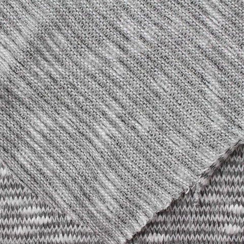 Black Heathered-Marl Chunky Knit, Poly-Cotton, 215 gsm