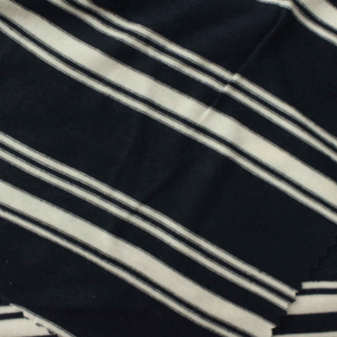 Navy Horizontal-Stripe Jersey Knit, Viscose