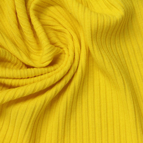 Cotton Polyester Stretch Rib Knit Fabric, 178 gsm, 150 cm — Yellow