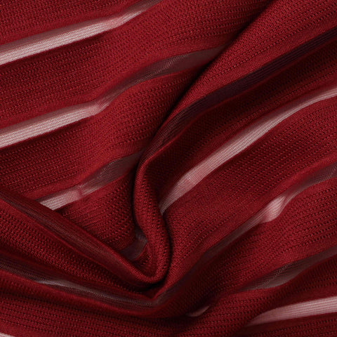 Red Horizontal-Stripe Jacquard, Polyester, 248 gsm
