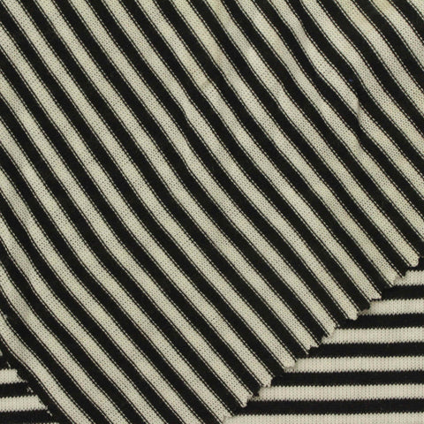 Black Horizontal-Stripe Knit, Poly-Viscose, 200 gsm