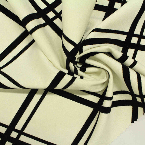 Flocked Viscose Nylon Stretch Ponte Knit Fabric, 310 gsm, 150 cm — Beige