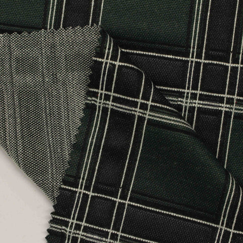 Dark Green Plaid Jacquard, Poly-Viscose