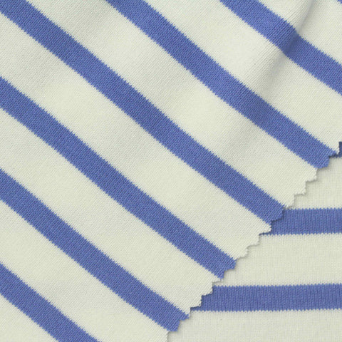 Blue Horizontal-Stripe Rib Knit, Cotton
