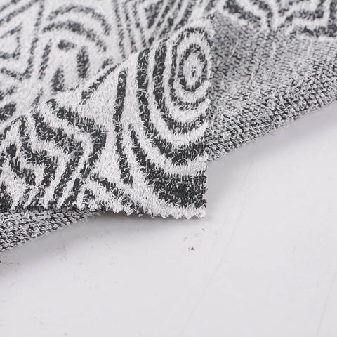 Black Abstract-Swirl Chunky Knit, Polyester