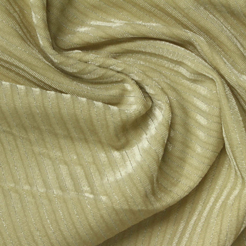 Pale Yellow-Green Pinstripes Rib Knit, Polyester