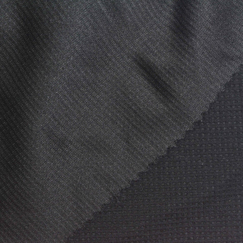 Polyester Viscose Stretch Waffle Knit Fabric, 235 gsm, 165 cm — Black