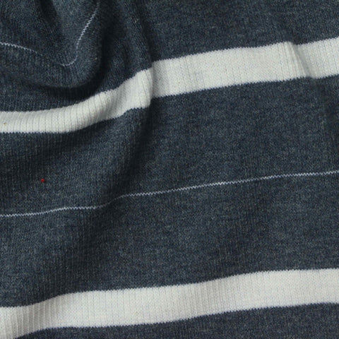 Charcoal Horizontal-Stripe Rib Knit, Cotton-Poly