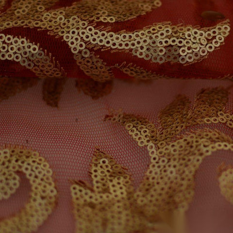 Gold Sequin Mesh, Polyester, 156 gsm