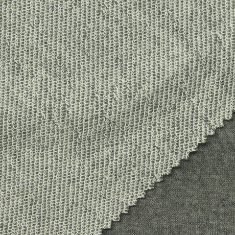 Heather Grey Marl French Terry, Poly-Cotton, 240 gsm