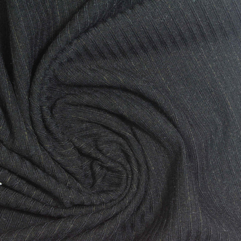 Dark Grey Pinstripe Rib Knit, Poly-Viscose