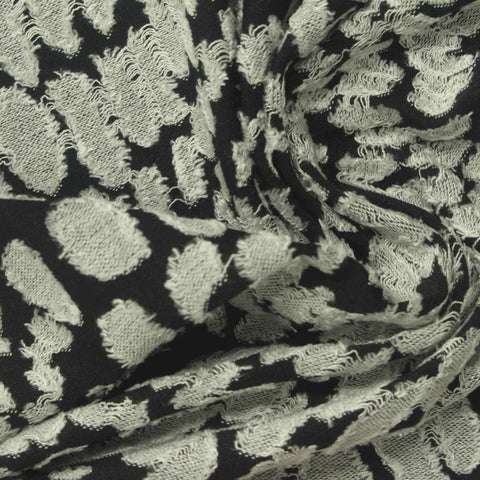 Off-White Textured Jersey Knit, Viscose-Poly