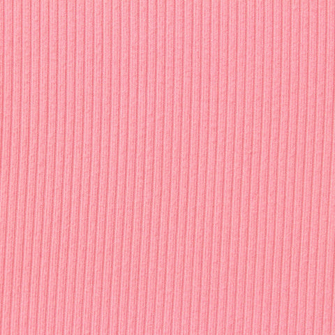 Brushed Polyester Stretch Rib Knit Fabric, 200 gsm, 180 cm — Pink