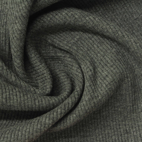 Olive Heather Rib Knit, Poly-Cotton
