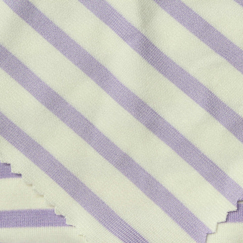 Striped Viscose Polyester Stretch Ponte Knit Fabric, 340 gsm, 155 cm — White