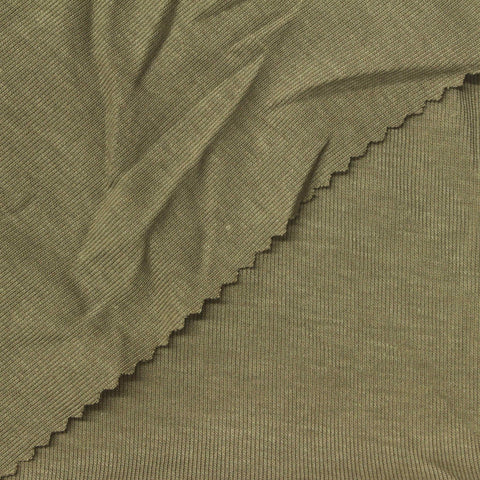 Tencel Lyocell Polyester Blend Rib Knit Fabric, 150 gsm, 150 cm — Khaki