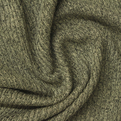 Olive Heather Rib Knit, Viscose-Poly