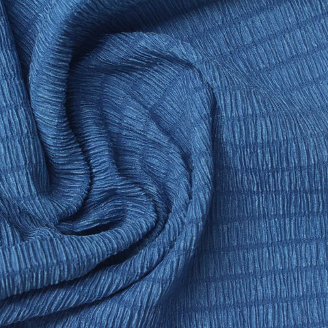 Polyester Stretch Crepe Fabric, 125 gsm, 155 cm — Blue