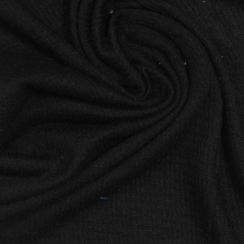Polyester Viscose Stretch Crepe Fabric, 140 gsm, 140 cm — Black
