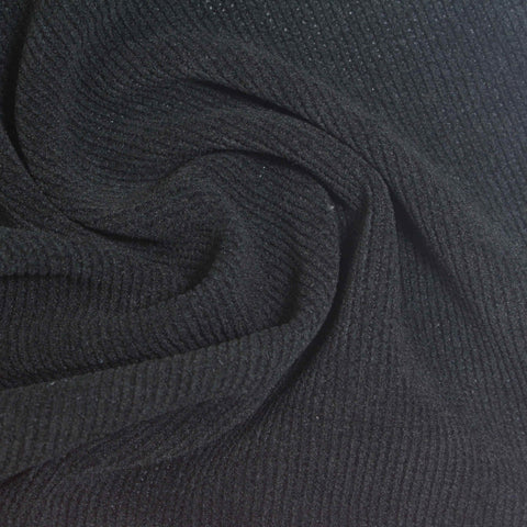 Cotton Polyester Stretch Knit Fabric, 220 gsm, 188 cm — Black