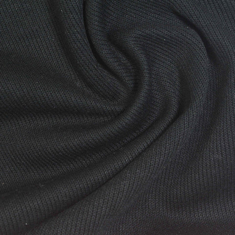 Black Ribbed Rib Knit, Cotton-Poly