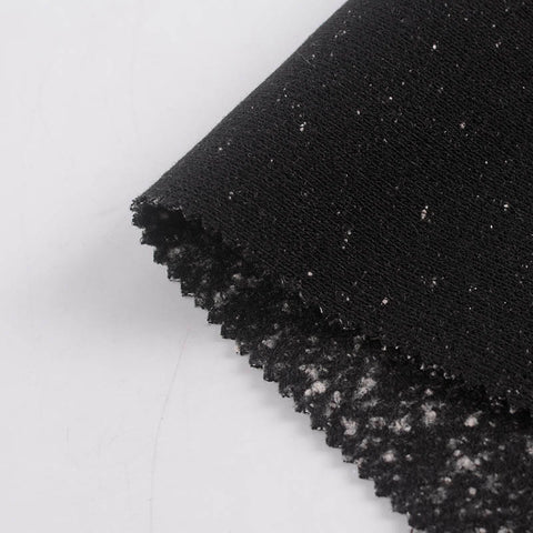 Black Marl Interlock Knit, Polyester, 333 gsm