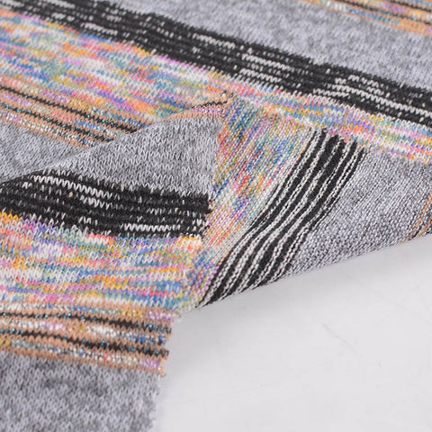 Grey Vertical-Stripe Chunky Knit, Poly-Cotton