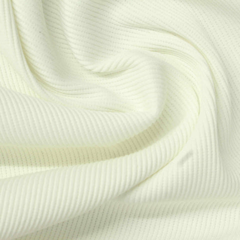 Polyester Stretch Rib Knit Fabric, 380 gsm, 132 cm — White