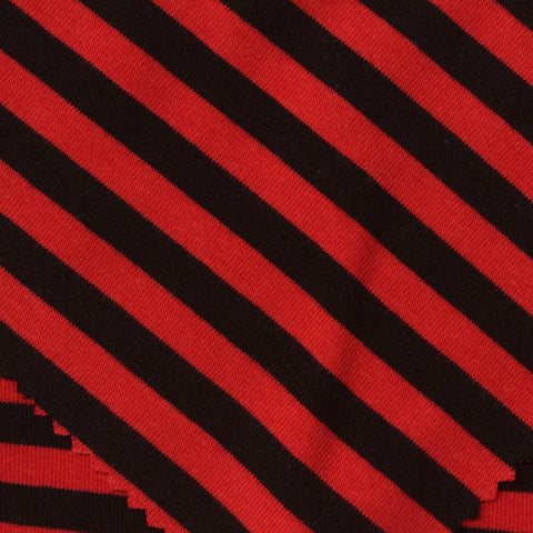 Striped Viscose Cotton Stretch Rib Knit Fabric, 245 gsm, 160 cm — Red