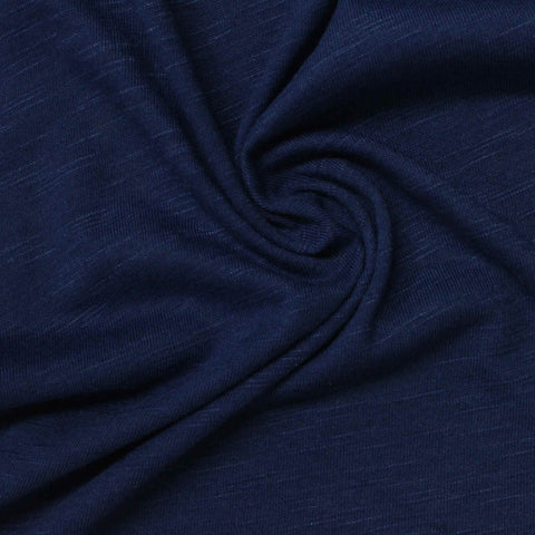Navy Marl Jersey Knit, Poly-Cotton, 180 gsm