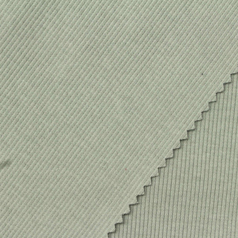Cotton Stretch Rib Knit Fabric, 310 gsm, 115 cm — Green