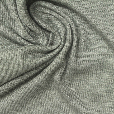 Muted Grey-Green Marl Rib Knit, Viscose