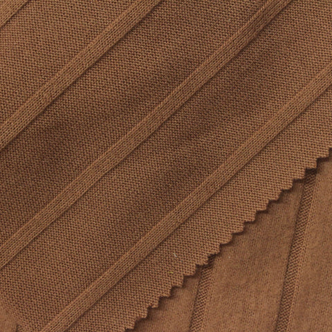 Brown Vertical-Stripe Rib Knit, Poly-Viscose