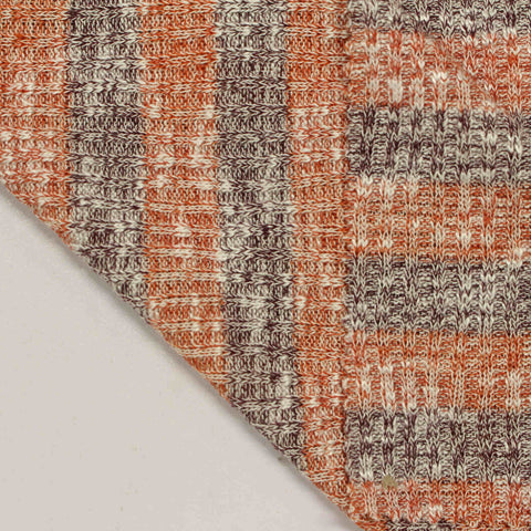Marled Orange Horizontal-Stripe Chunky Knit, Poly-Viscose