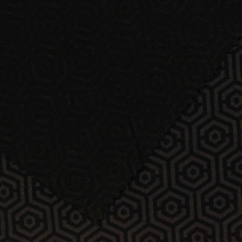 Dark Grey Geometric-Hexagon Interlock Knit, Poly-Cotton